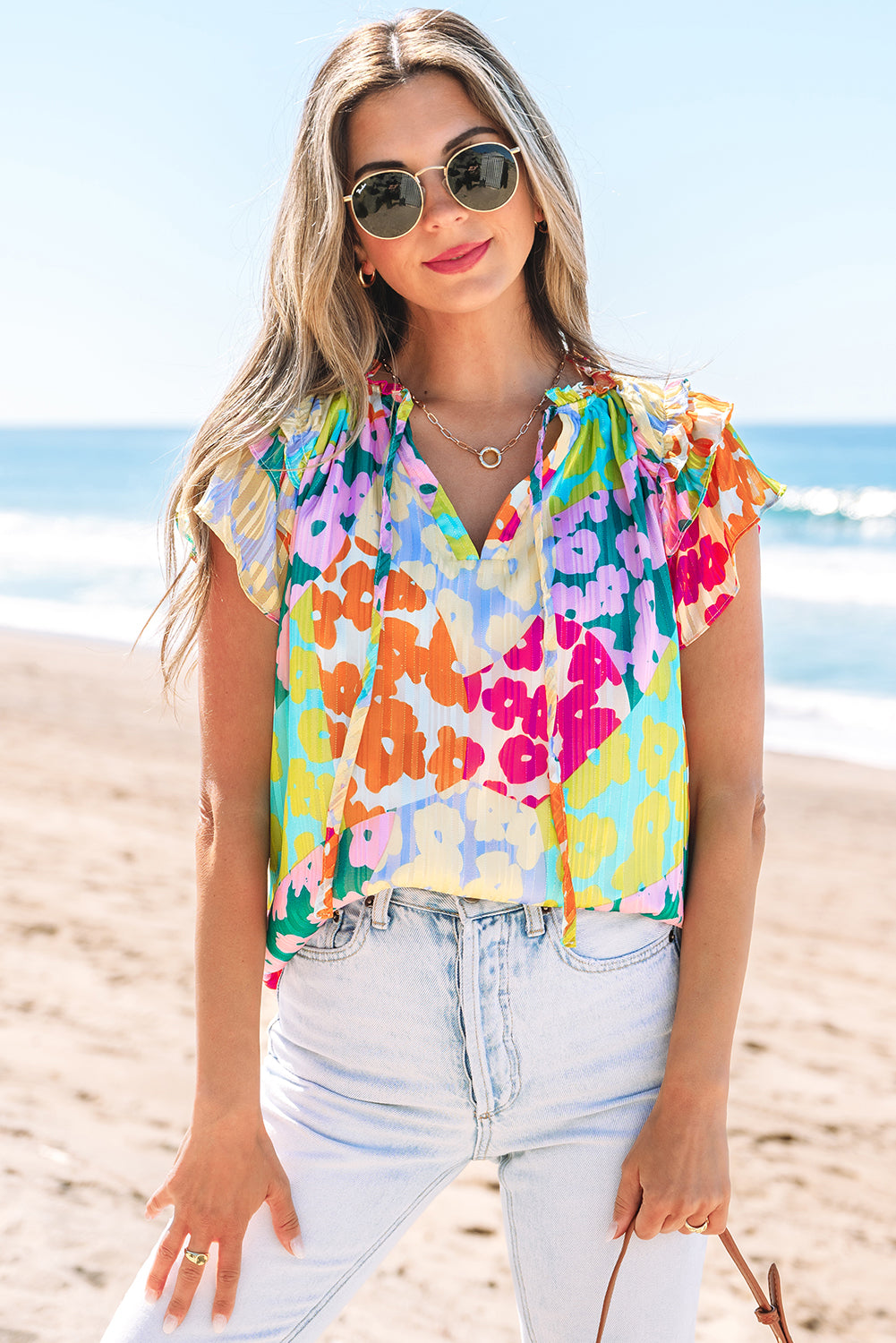 V-Neck Crinkled Blouse