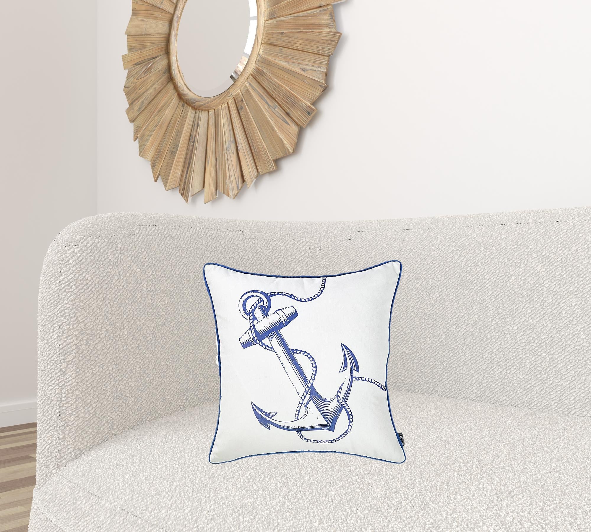 Lined Anchor Throw Pillow