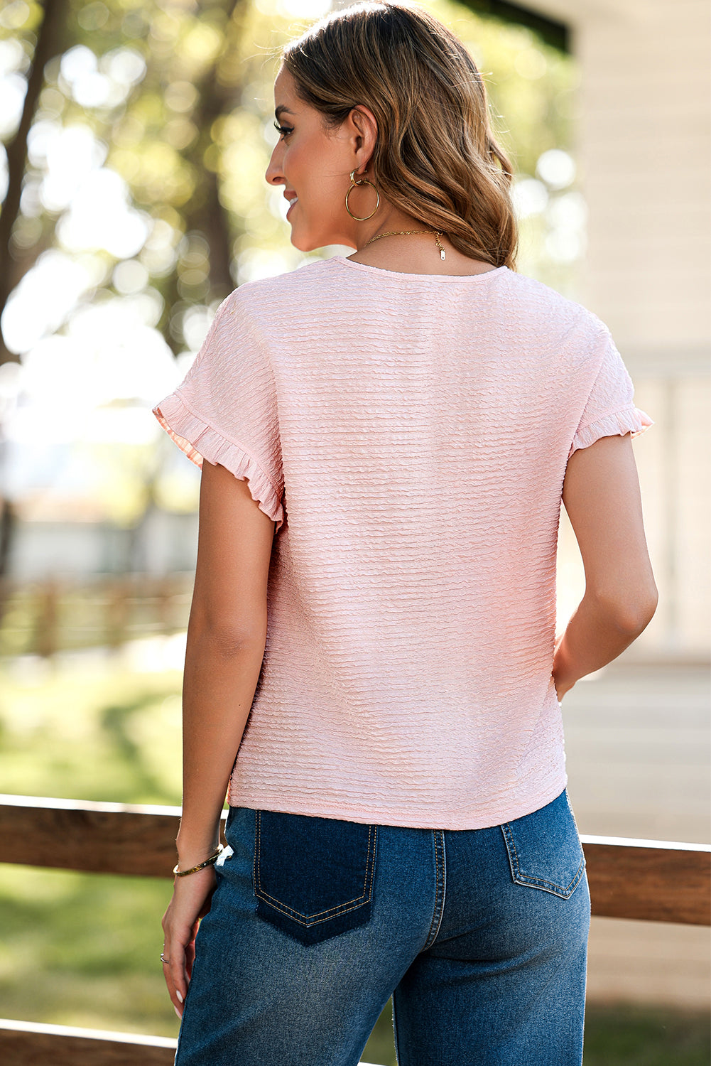 Ruffled Short Sleeve Blouse
