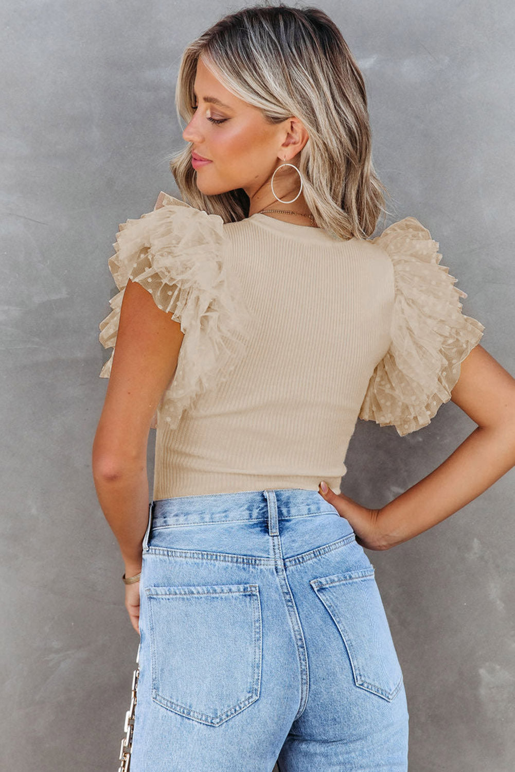 Mesh Ruffle Top