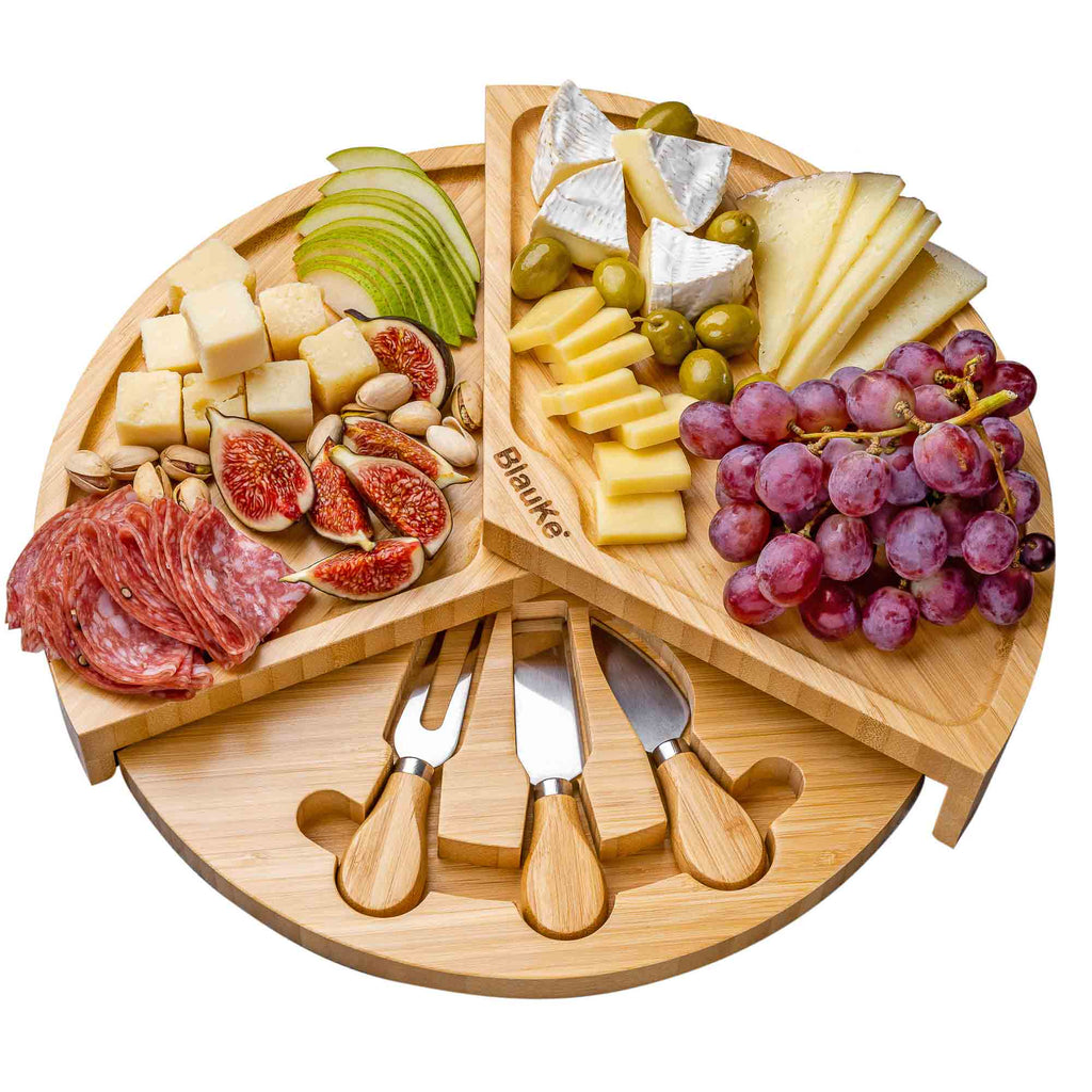 Swivel Bamboo Cheese Board and Knife Set