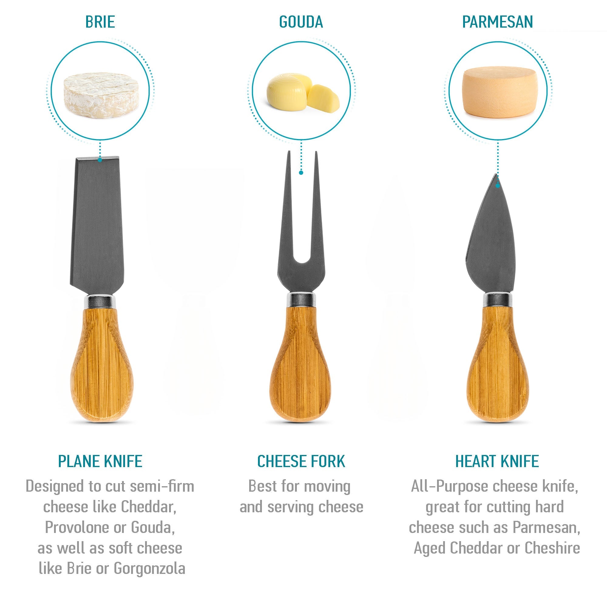 Swivel Bamboo Cheese Board and Knife Set