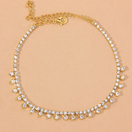 Rhinestone Water Drop Anklet