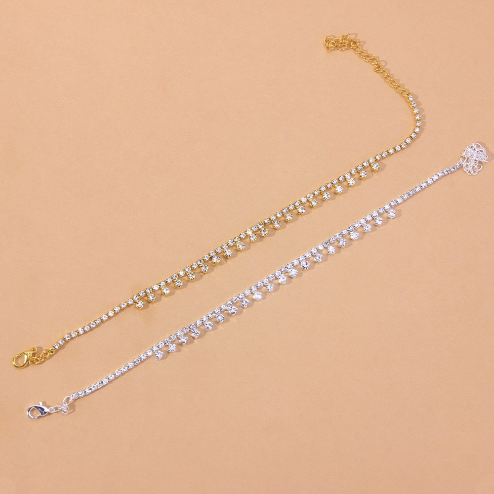 Rhinestone Water Drop Anklet