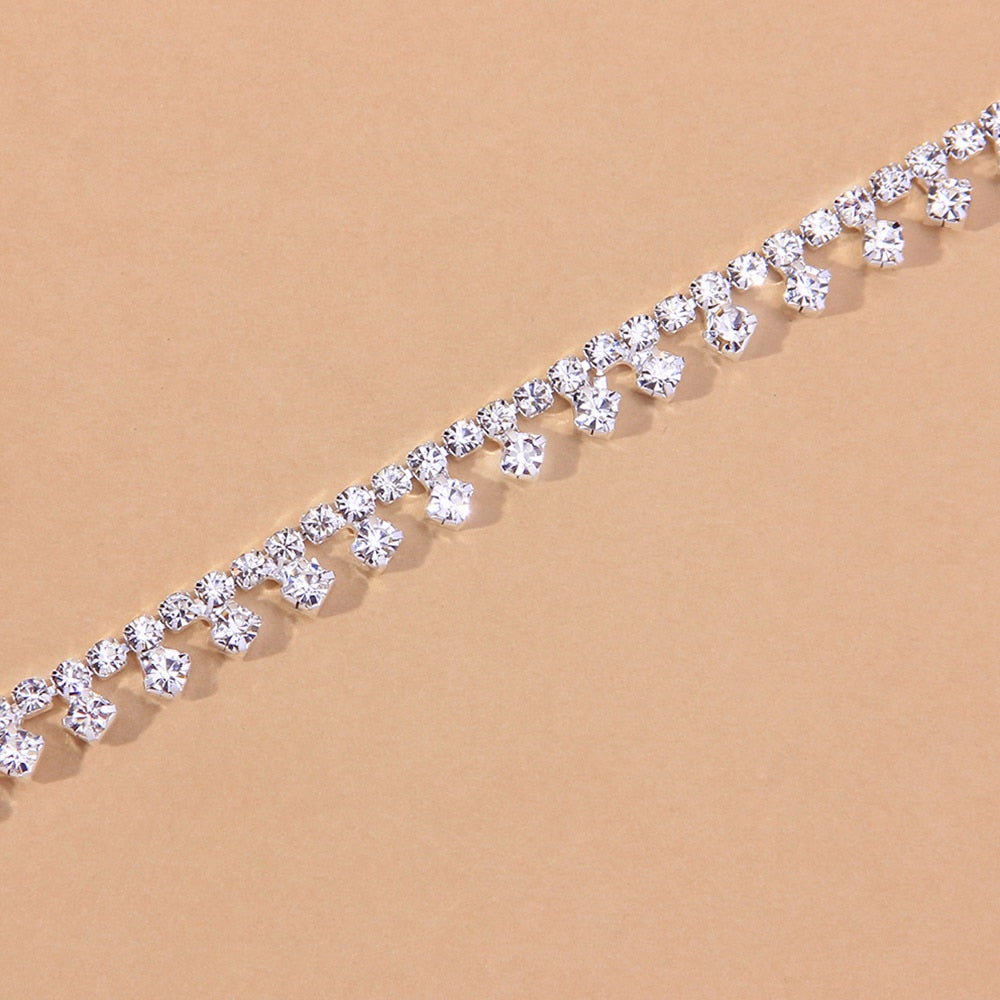 Rhinestone Water Drop Anklet