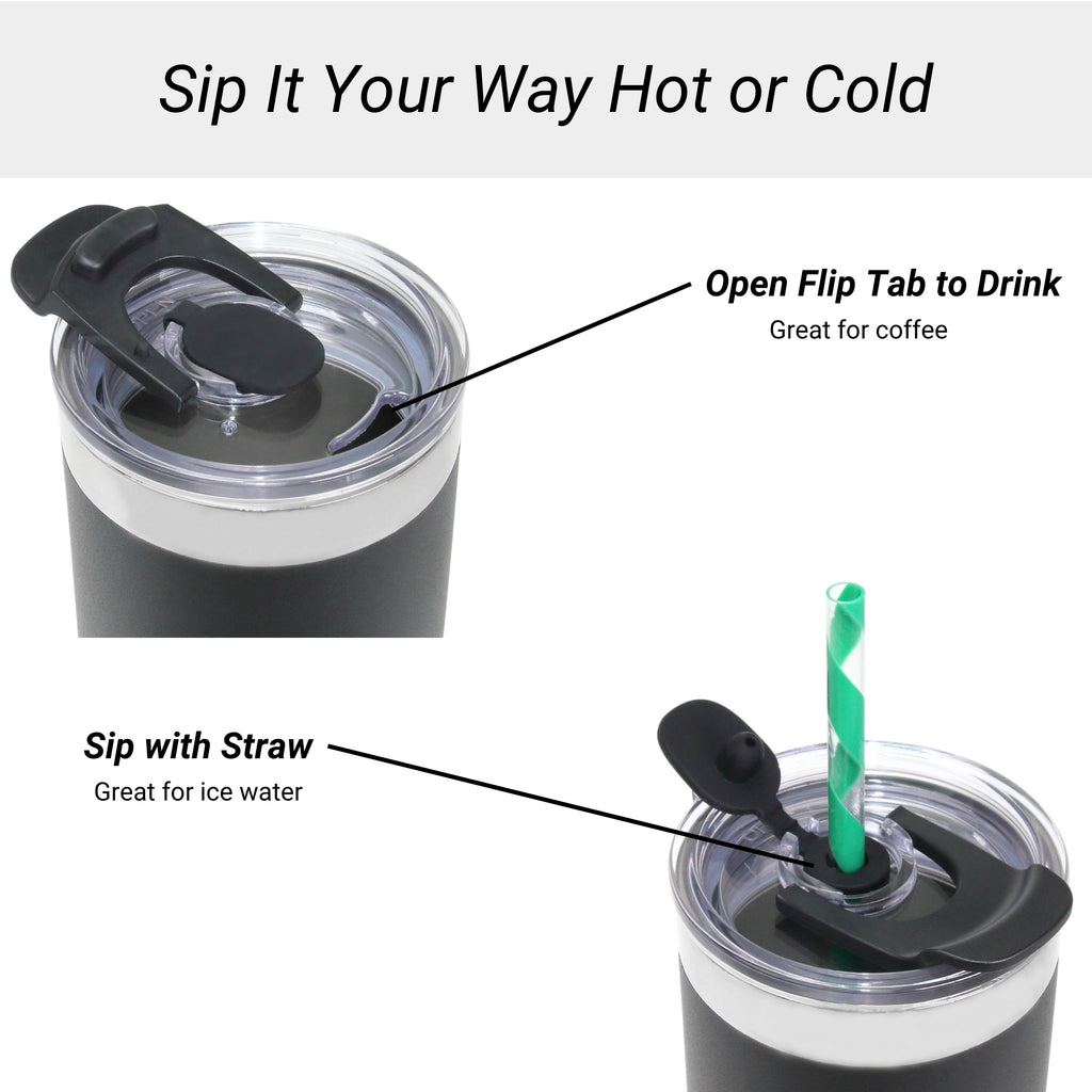 DRINCO® Tumbler w/Spill Proof Lid, 2 Straws