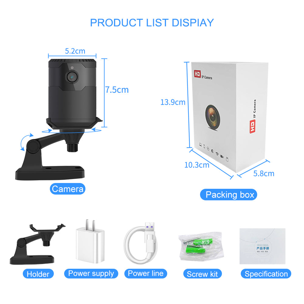 HD 2MP 1080P Wireless Mini Wifi Camera