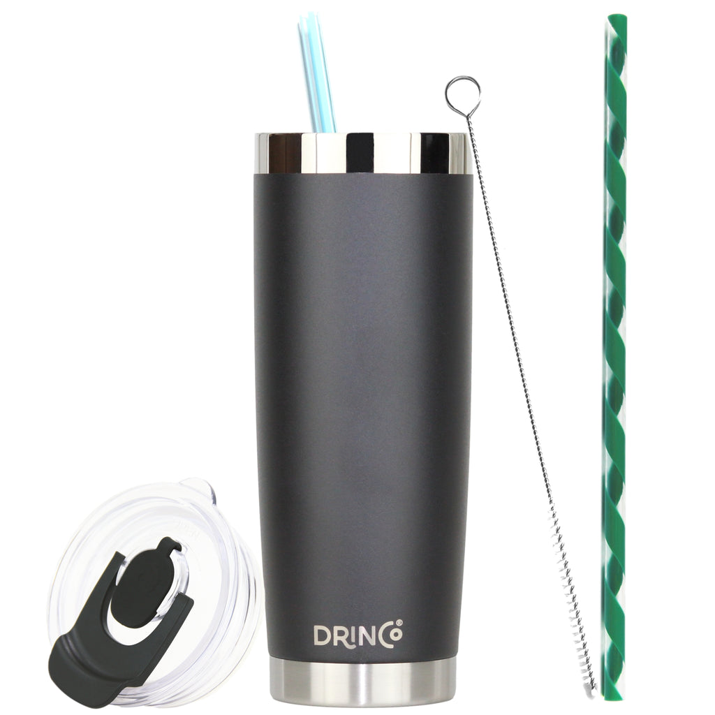 DRINCO® Tumbler w/Spill Proof Lid, 2 Straws