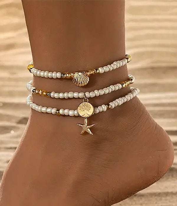 3PC Starfish Anklet