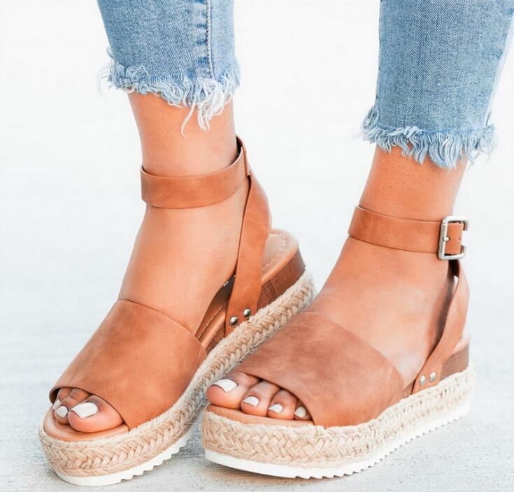 Leather Wedge Sandals